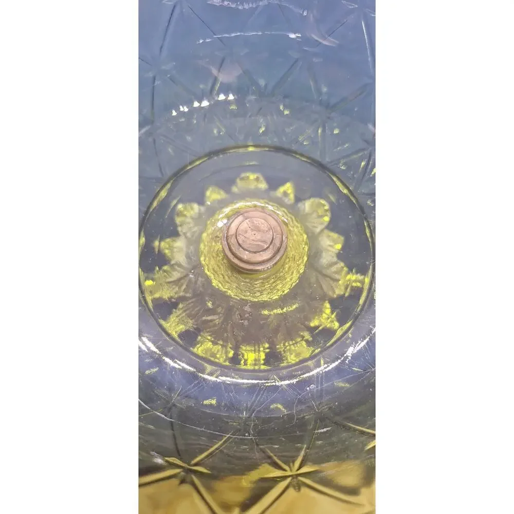 Indiana Glass Avocado Green Candy Dish Duette Quilted Diamond Vintage Glass